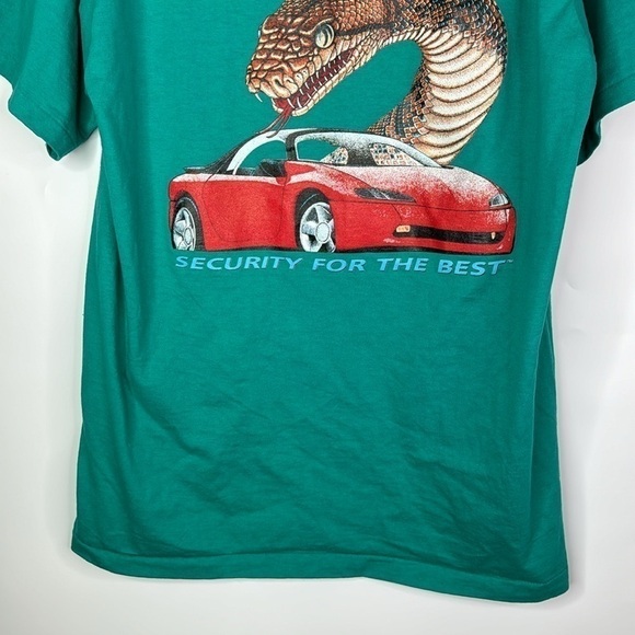 Vintage Oneita Python Vehicle Security Racing Tshirt Teal Green XL - Picture 6 of 8